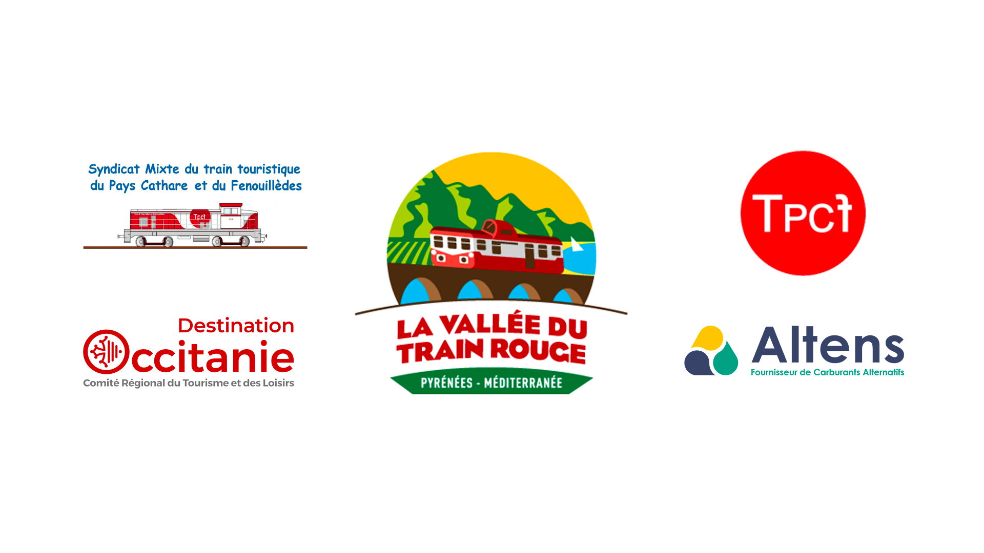 Logos des différents acteurs engagés dans l'exploitation et le développement du Train Rouge
